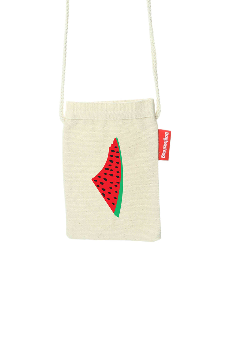 Zaytoon Gift Canvas Bag Traditional Palestinian Watermelon Palestine Map Digital Printed Fabric Zipper Phone Bag