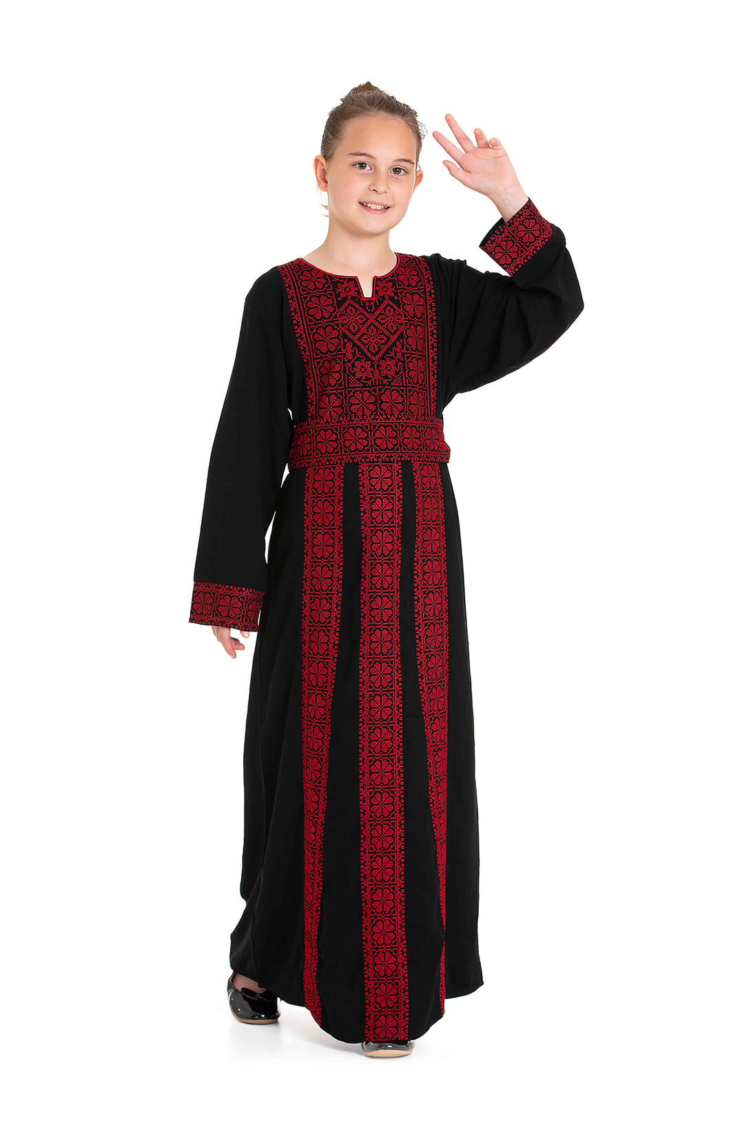 Zaytoon Gift Children's Dress Girls traditional Palestinian Thobe with Red embroidery