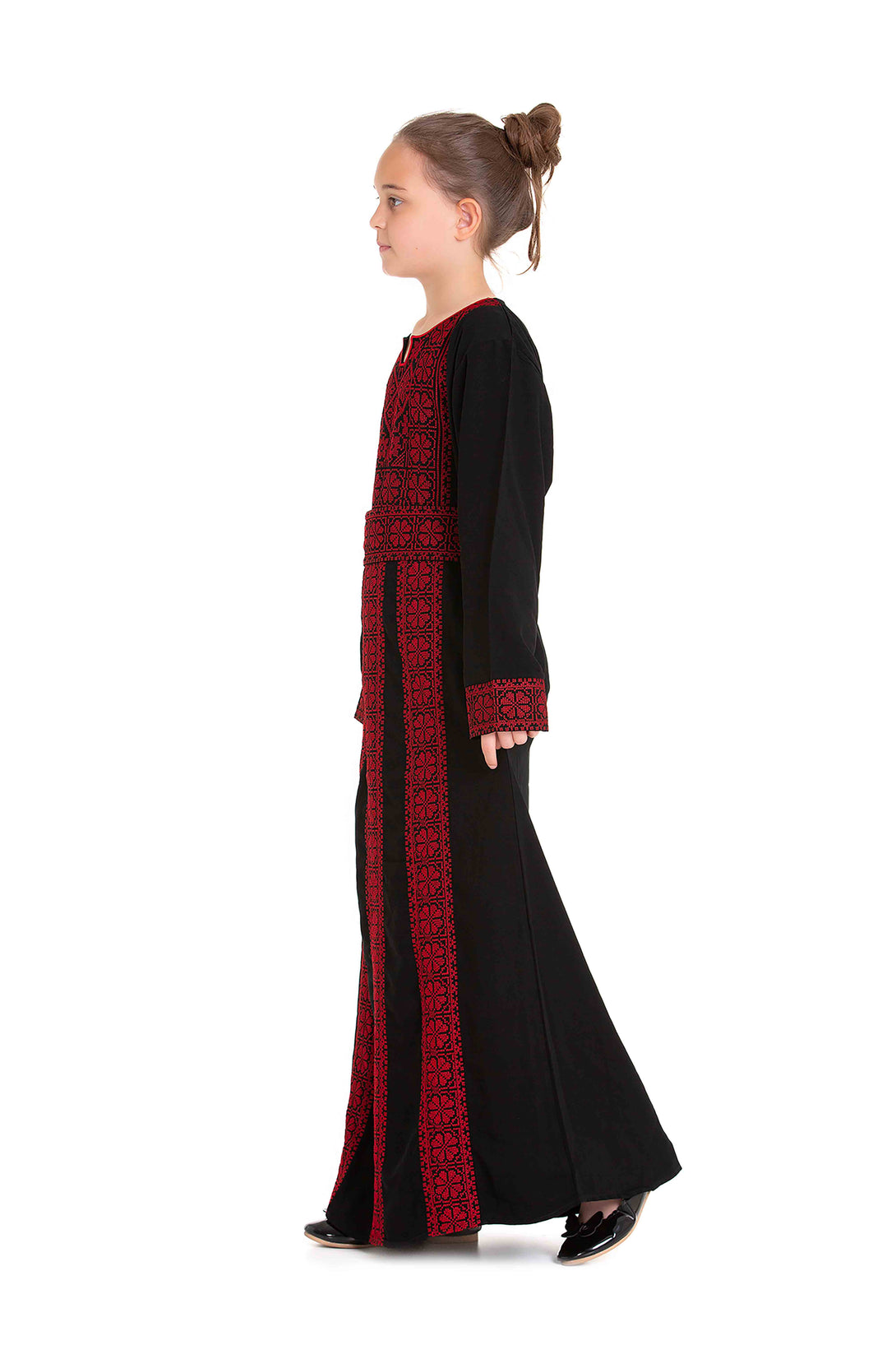 Zaytoon Gift Children's Dress Girls traditional Palestinian Thobe with Red embroidery