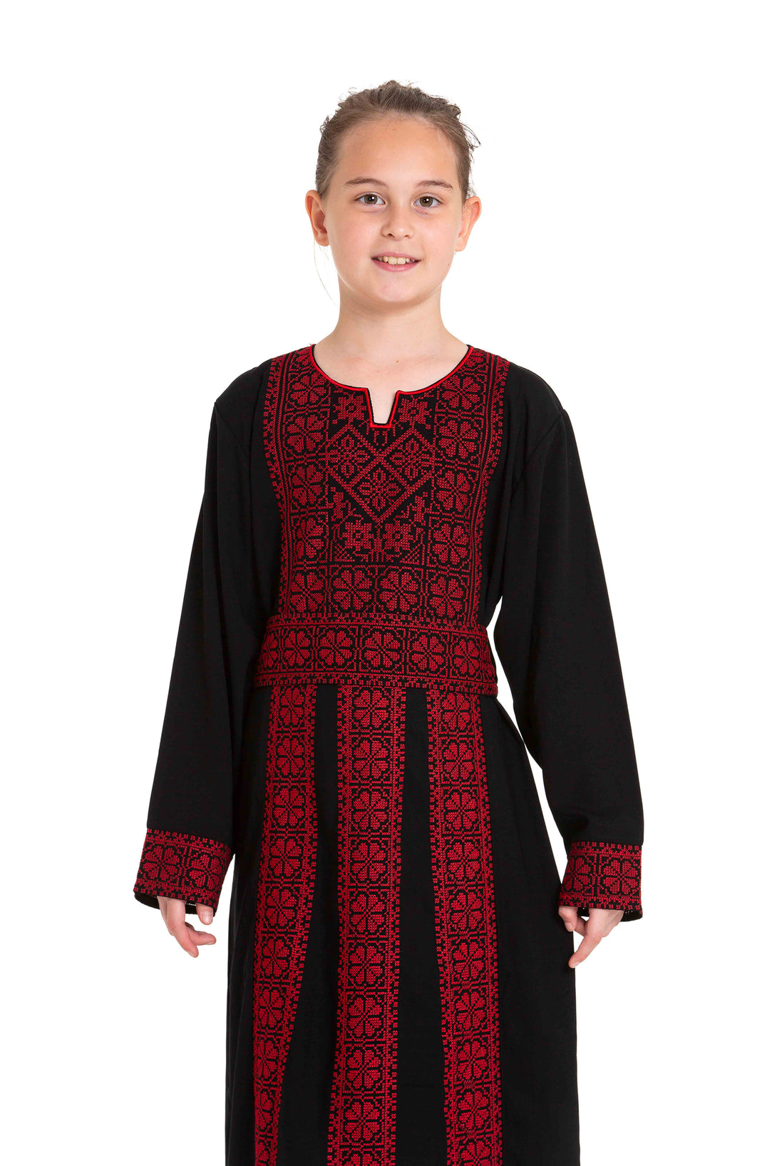 Zaytoon Gift Children's Dress Girls traditional Palestinian Thobe with Red embroidery