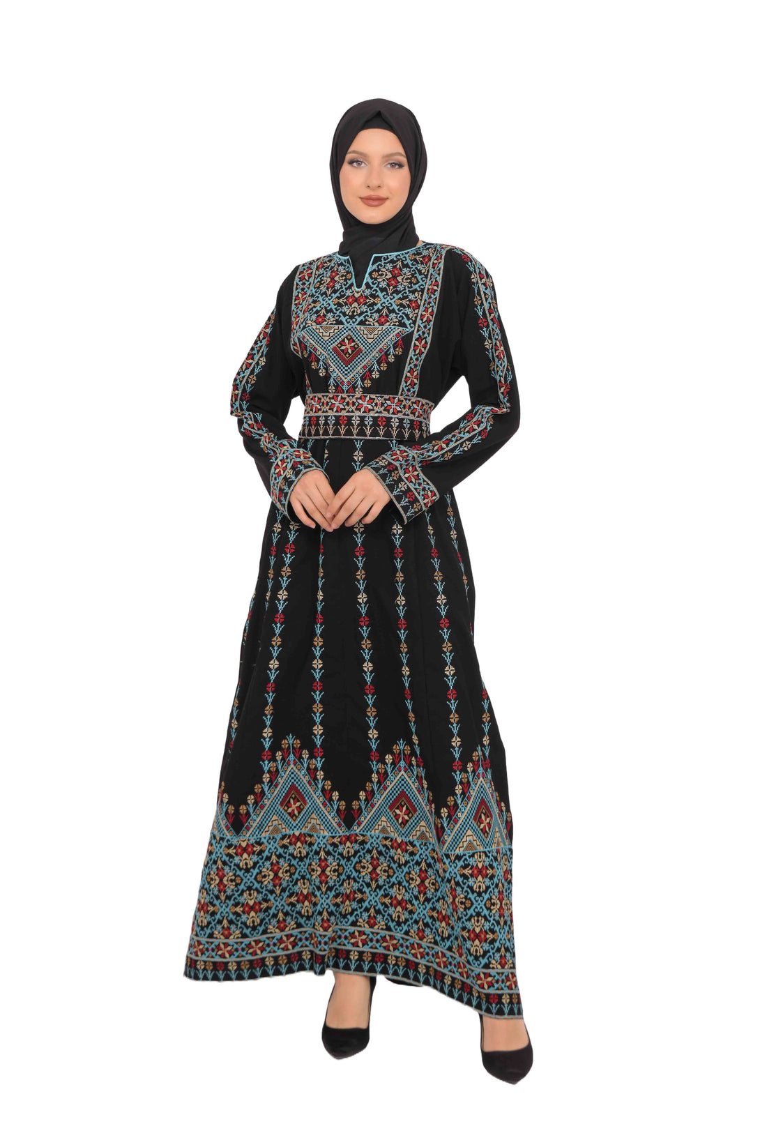 Zaytoon Gift Dress Blue / M Zaytoon® Dark Navy Multi-Color Palestinian Thobe with Astonishing Embroidery