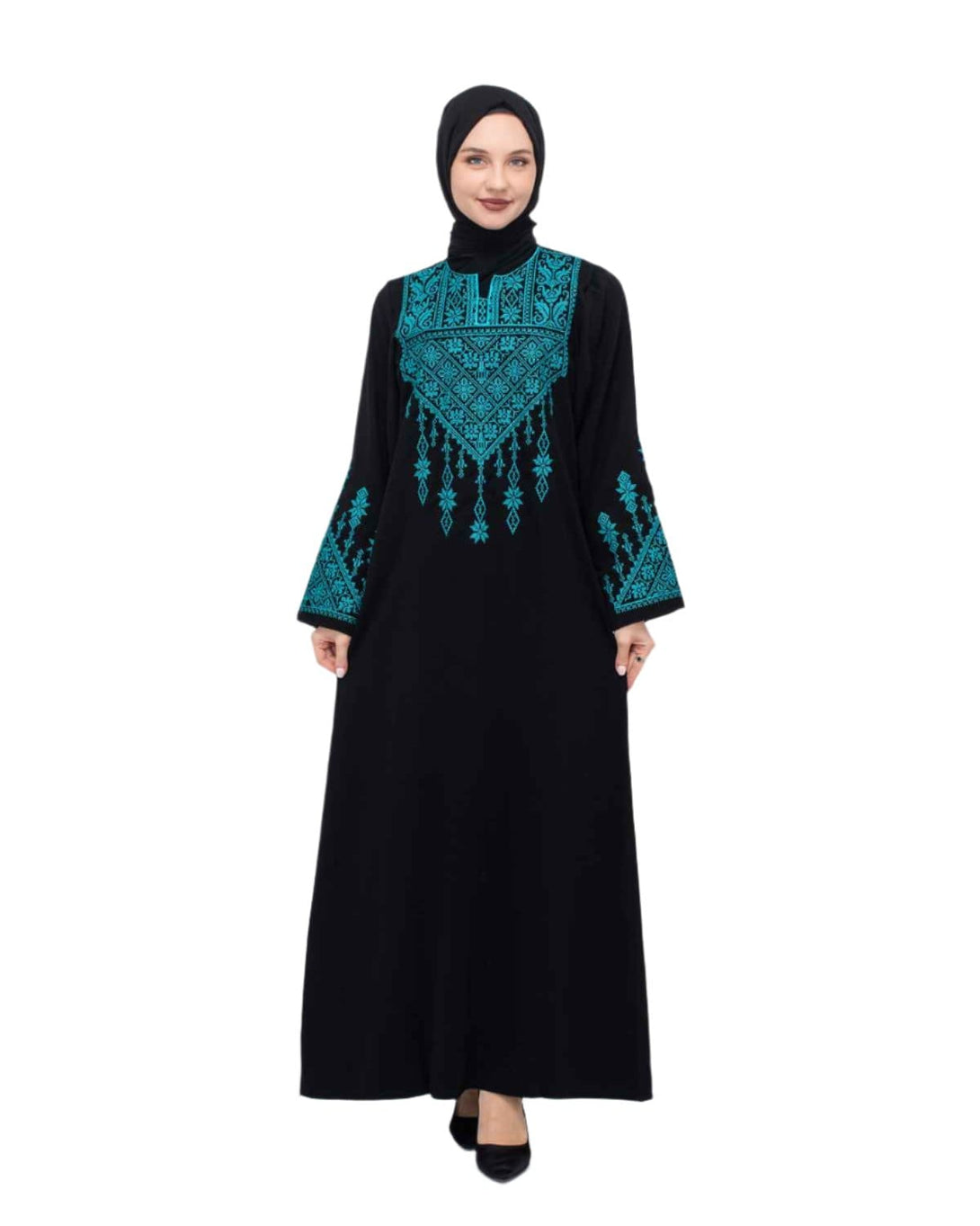 Zaytoon Gift Dress Blue / M Zaytoon® Palestinian Traditional Triangle Top Single Side Embroidered Women's Dress