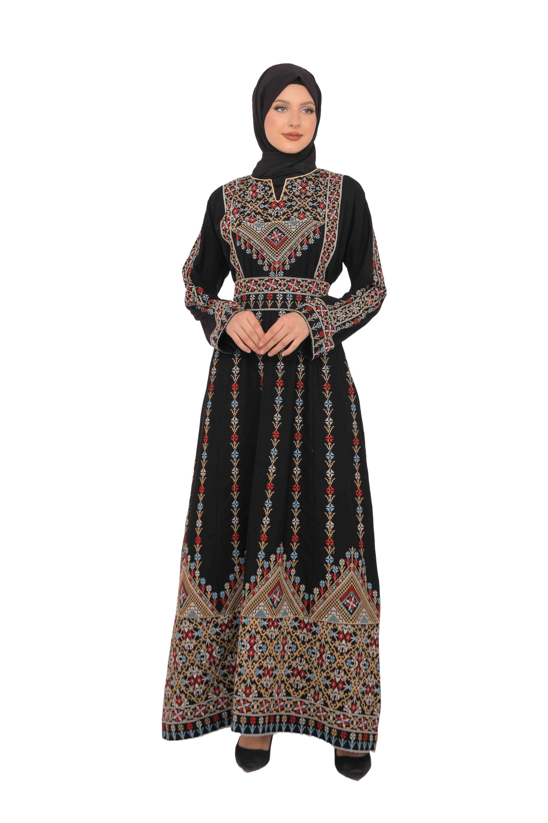 Zaytoon Gift Dress Gold / M Zaytoon® Dark Navy Multi-Color Palestinian Thobe with Astonishing Embroidery