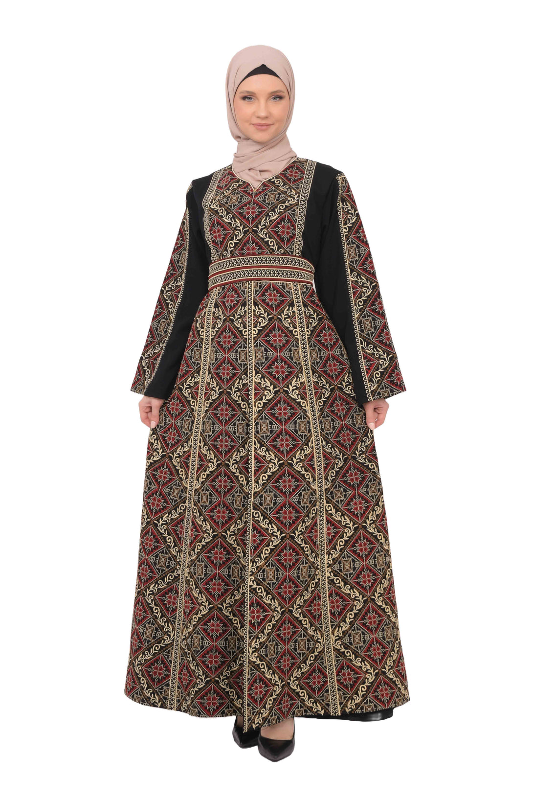 Zaytoon Gift Dress Gold / M Zaytoon® Palestinian Thobe with Red Tatreez Embroidery