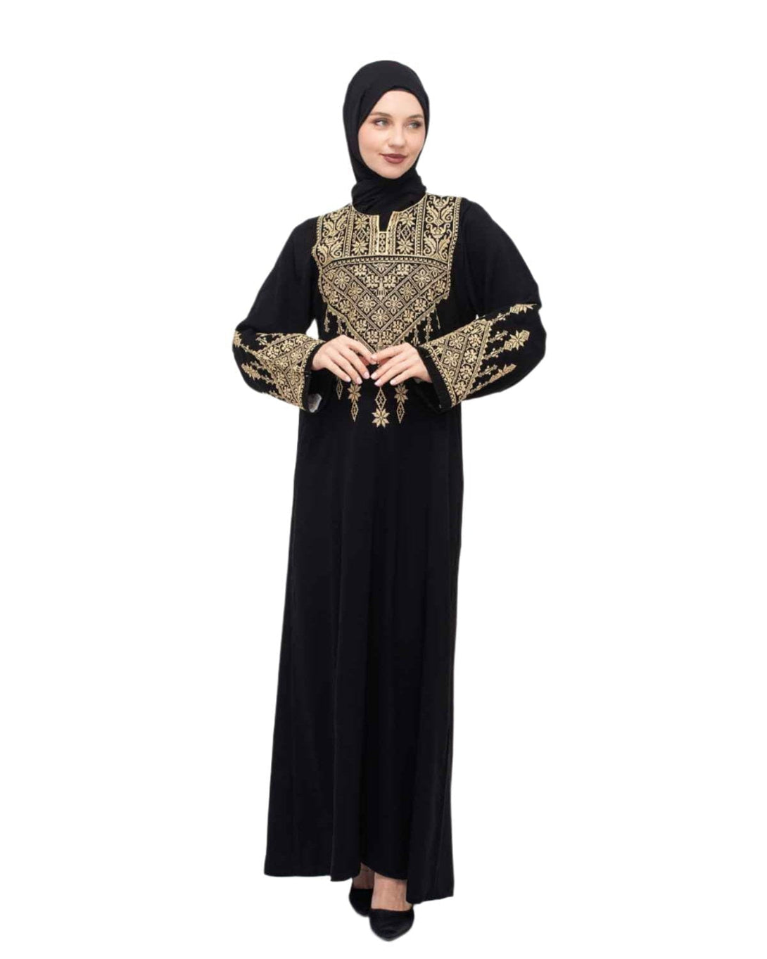 Zaytoon Gift Dress Gold / M Zaytoon® Palestinian Traditional Triangle Top Single Side Embroidered Women's Dress