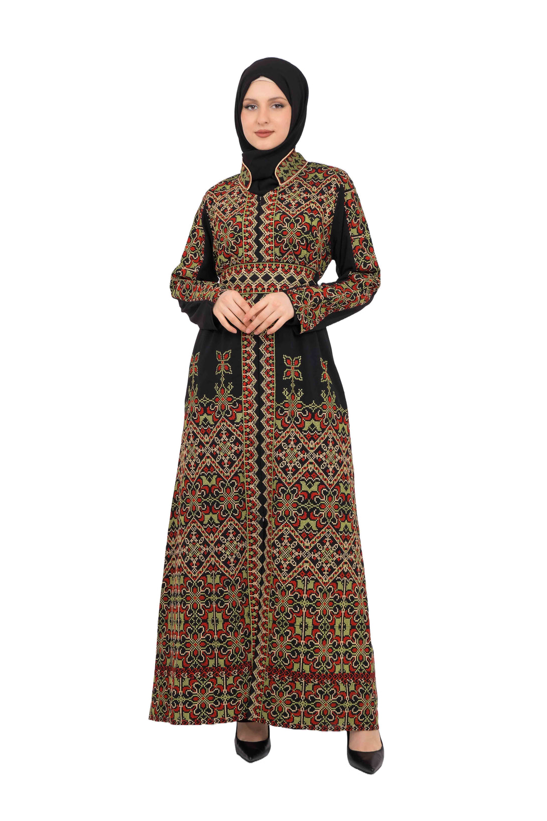 Zaytoon Gift Dress Green / M Zaytoon® Embroidered Palestinian Maxi Kaftan with Traditional Embroidery