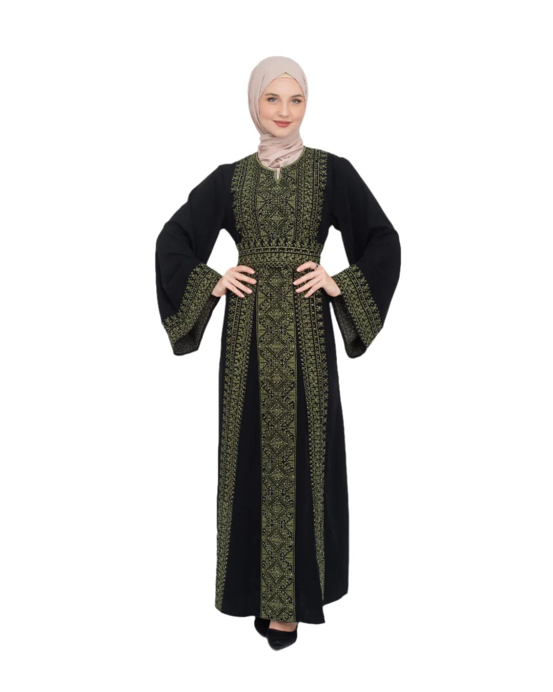 Zaytoon Gift Dress Green / M Zaytoon® Palestinian Traditional Palestinian Quadrangle Embroidered Streesli Women's Dress