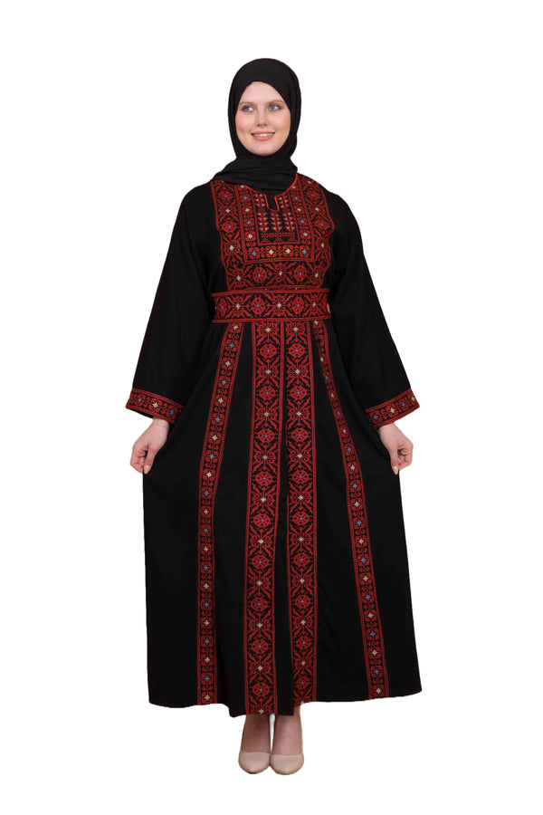 Zaytoon Gift Dress M / Black Zaytoon® Black and Red Palestinian Thobe with Tatreez Embroidery