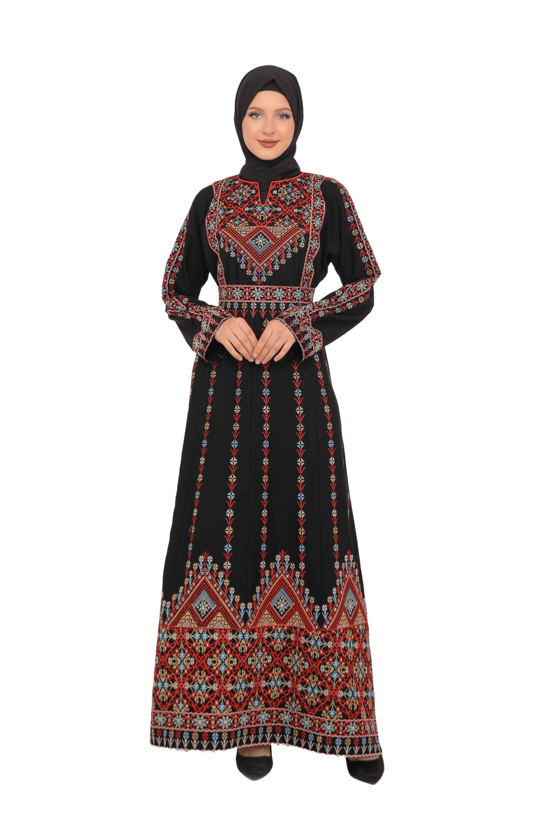 Zaytoon Gift Dress Red / M Zaytoon® Dark Navy Multi-Color Palestinian Thobe with Astonishing Embroidery