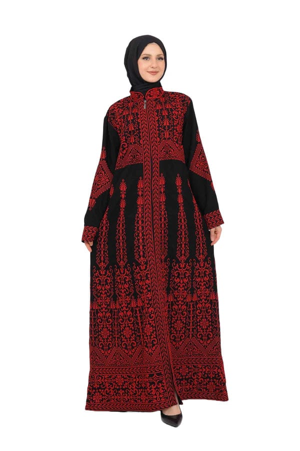 Zaytoon Gift Dress Red / M Zaytoon® Embroidered Palestinian Maxi Thobe with Zipper