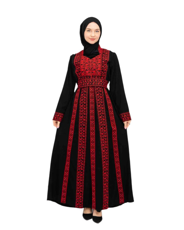 Zaytoon Gift Dress Red / M Zaytoon® Palestinian Peasant Dress With Single-Sided Floral Embroidery