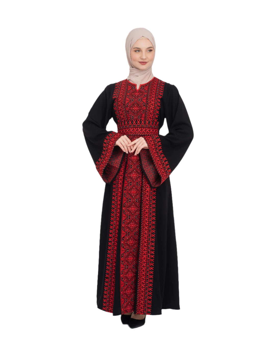 Zaytoon Gift Dress Red / M Zaytoon® Palestinian Traditional Palestinian Quadrangle Embroidered Streesli Women's Dress