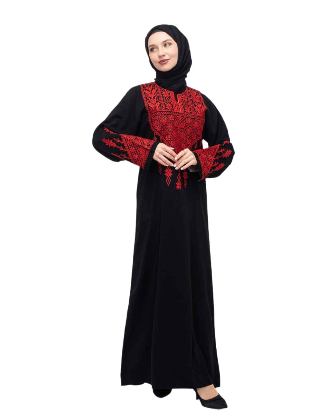 Zaytoon Gift Dress Red / M Zaytoon® Palestinian Traditional Triangle Top Single Side Embroidered Women's Dress