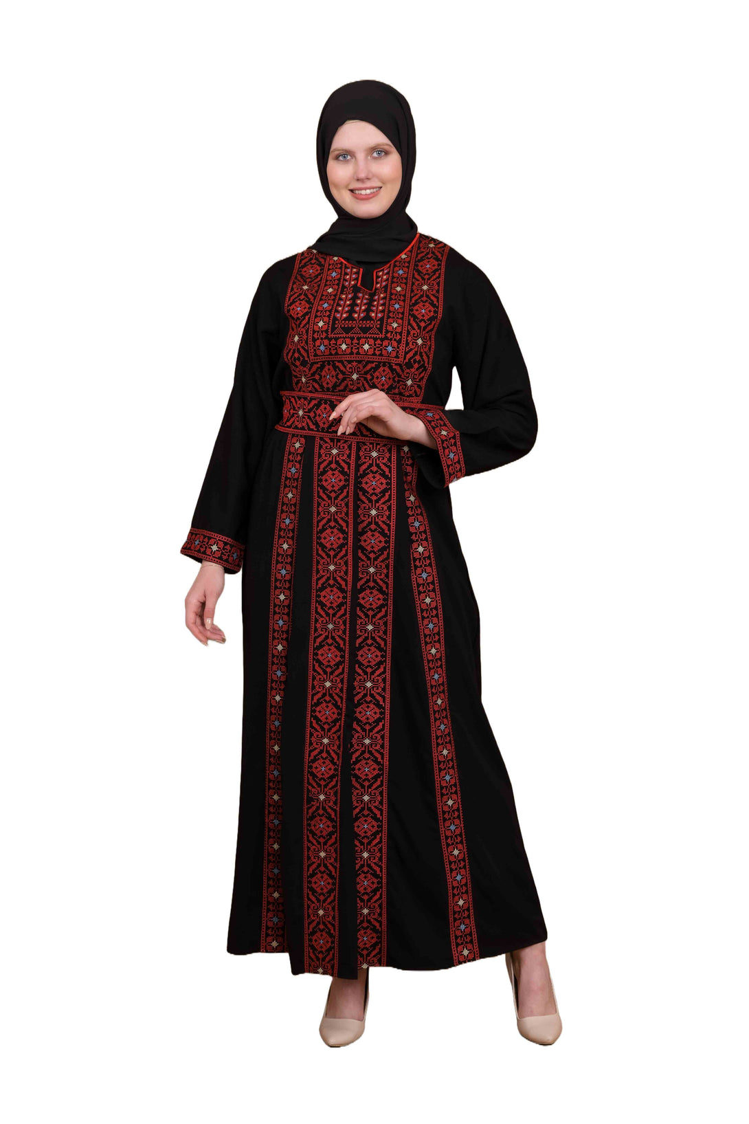 Zaytoon Gift Dress Zaytoon® Black and Red Palestinian Thobe with Tatreez Embroidery