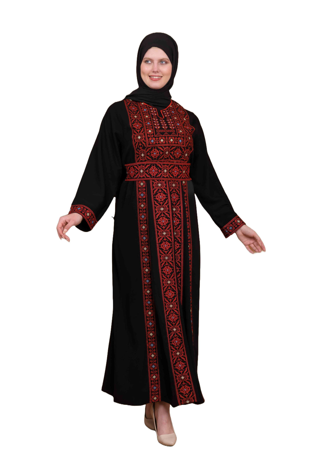 Zaytoon Gift Dress Zaytoon® Black and Red Palestinian Thobe with Tatreez Embroidery