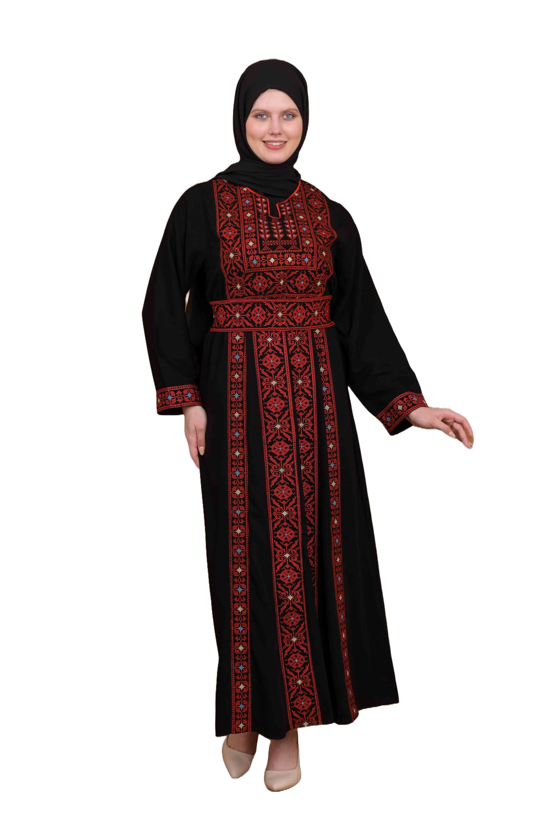 Zaytoon Gift Dress Zaytoon® Black and Red Palestinian Thobe with Tatreez Embroidery