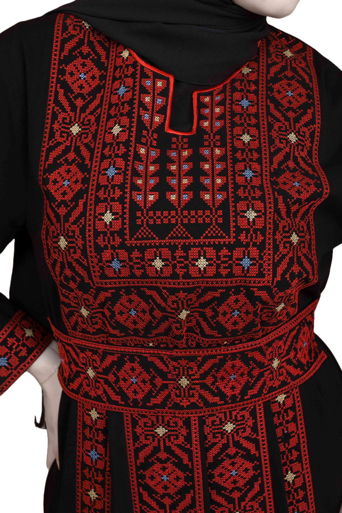 Zaytoon Gift Dress Zaytoon® Black and Red Palestinian Thobe with Tatreez Embroidery