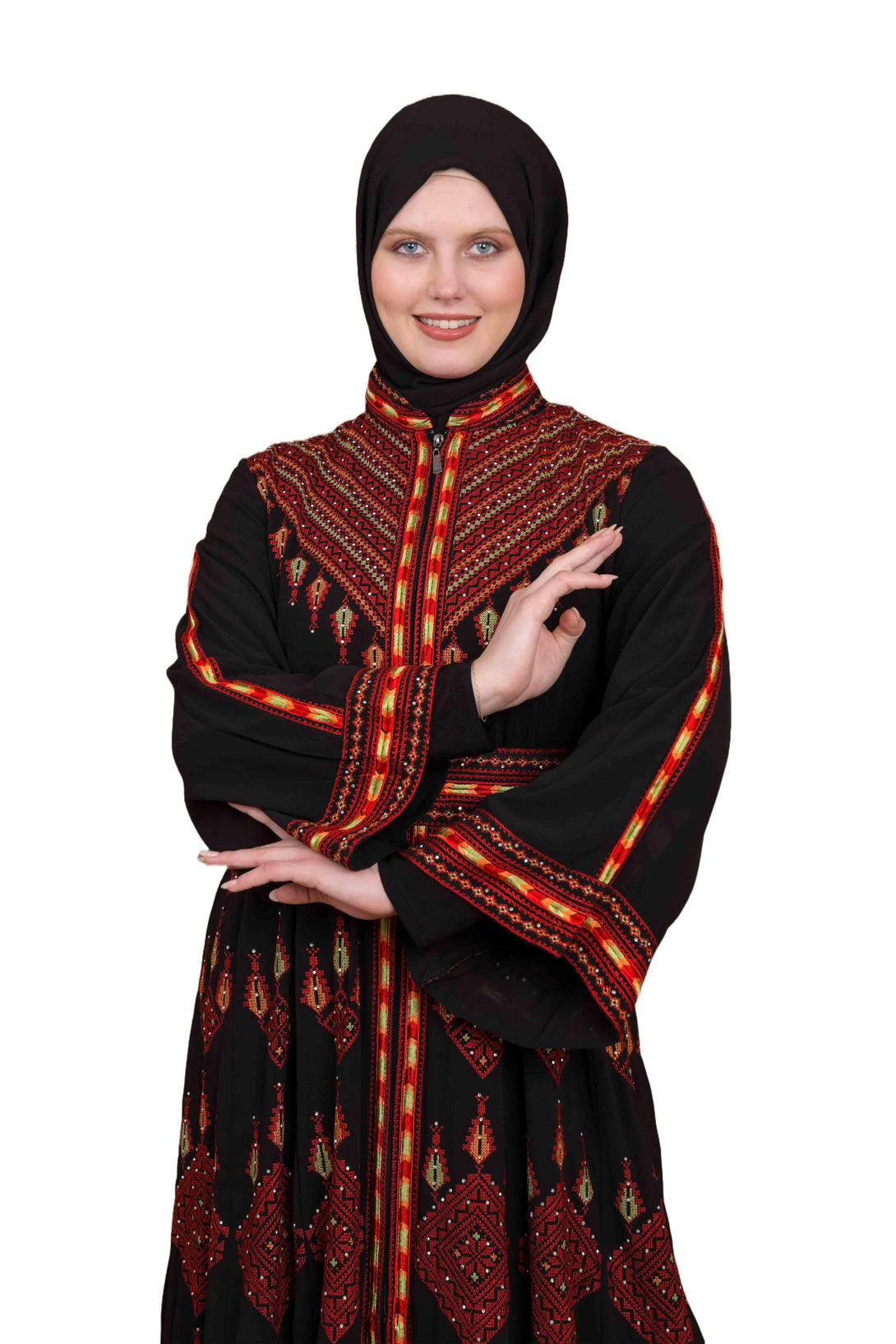 Zaytoon Gift Dress Zaytoon® Black and Red Stand-up Collar Traditional Palestinian Thob