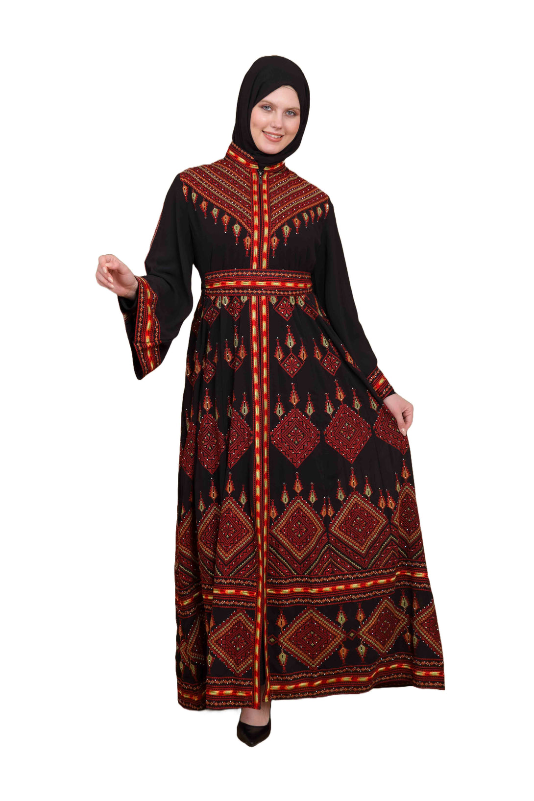 Zaytoon Gift Dress Zaytoon® Black and Red Stand-up Collar Traditional Palestinian Thob