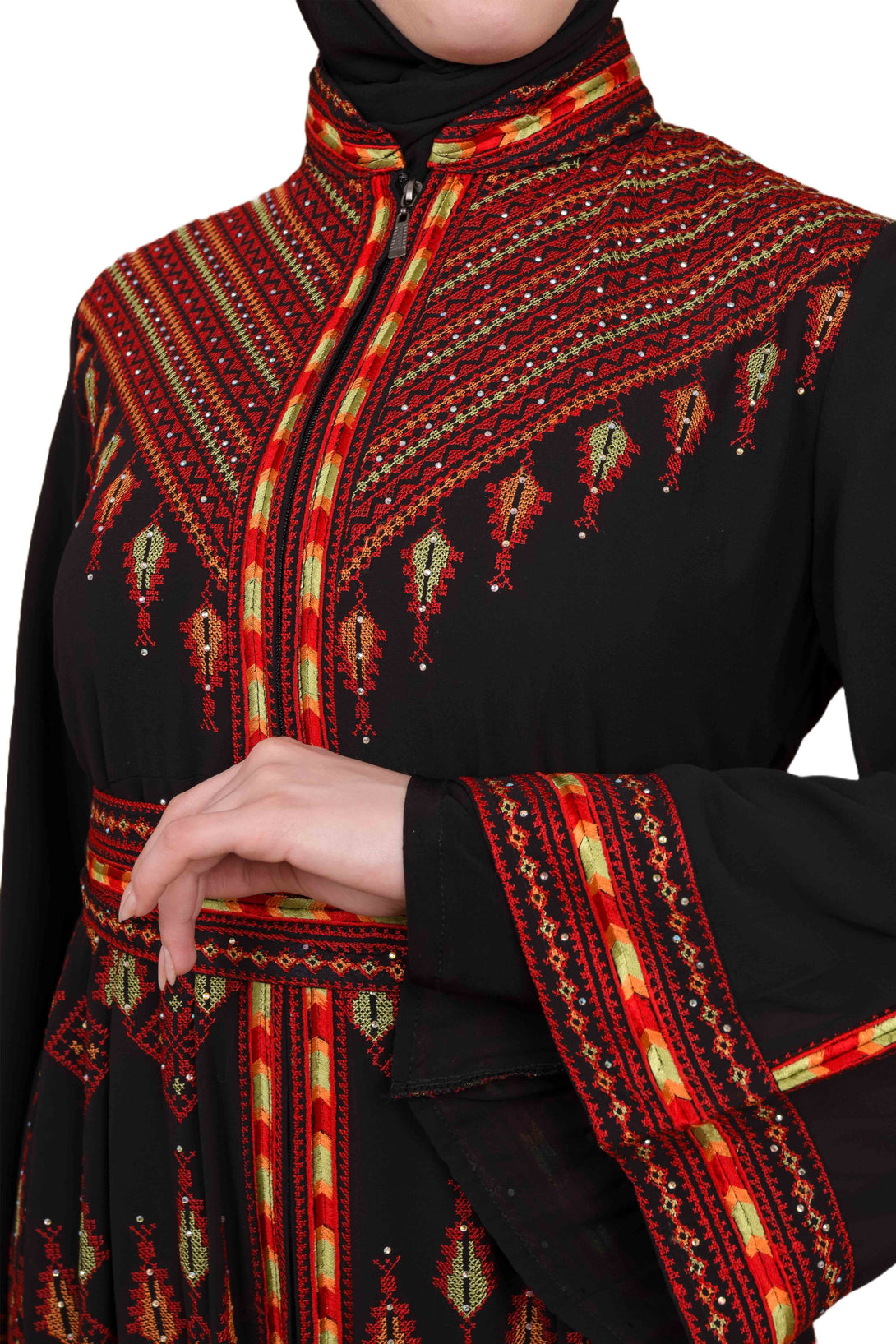 Zaytoon Gift Dress Zaytoon® Black and Red Stand-up Collar Traditional Palestinian Thob