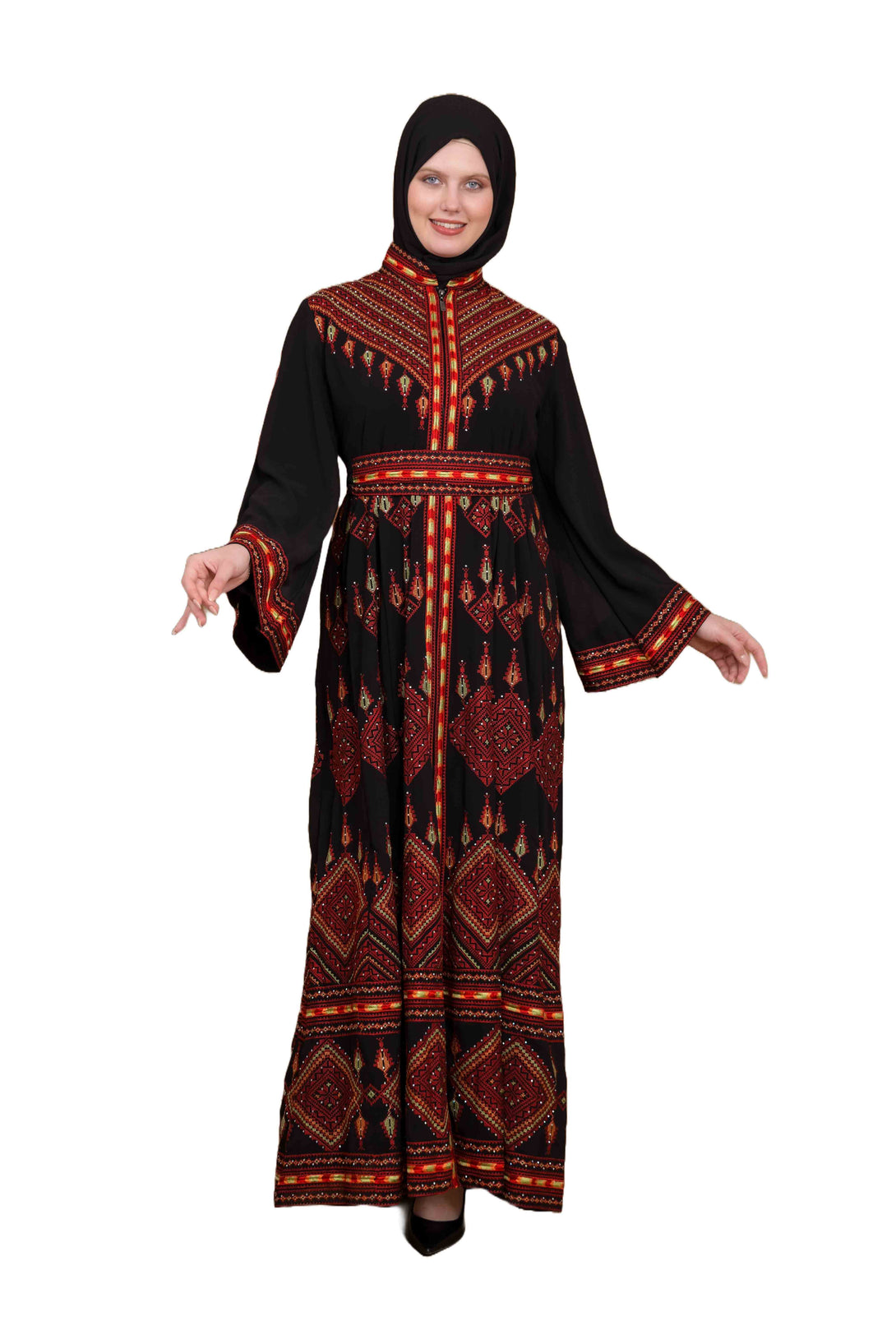 Zaytoon Gift Dress Zaytoon® Black and Red Stand-up Collar Traditional Palestinian Thob