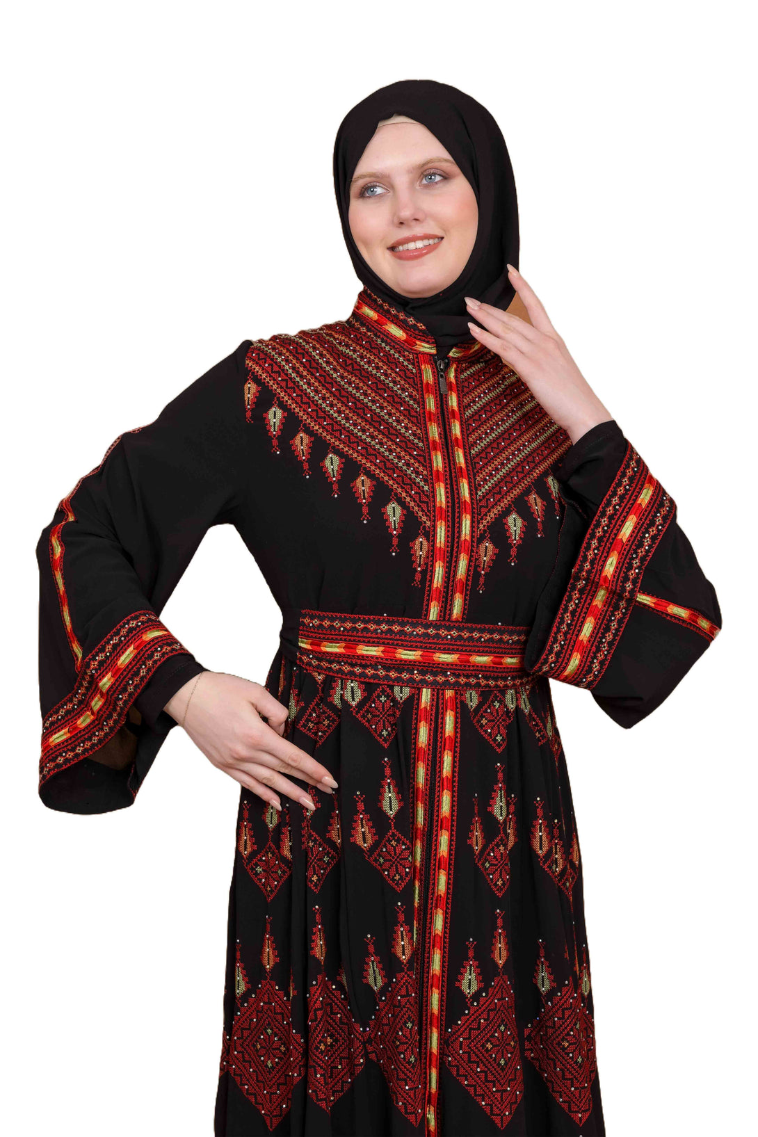 Zaytoon Gift Dress Zaytoon® Black and Red Stand-up Collar Traditional Palestinian Thob