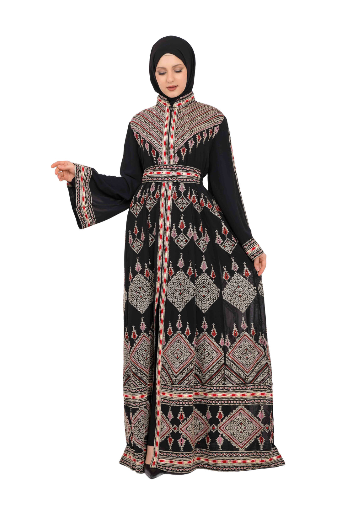 Zaytoon Gift Dress Zaytoon® Black and Red Stand-up Collar Traditional Palestinian Thob