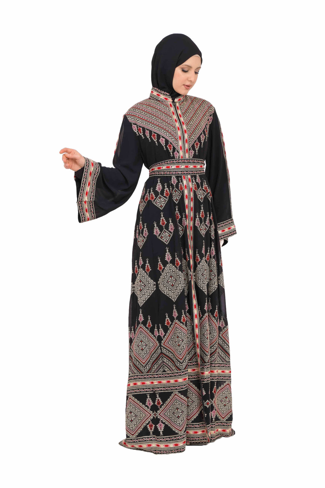 Zaytoon Gift Dress Zaytoon® Black and Red Stand-up Collar Traditional Palestinian Thob