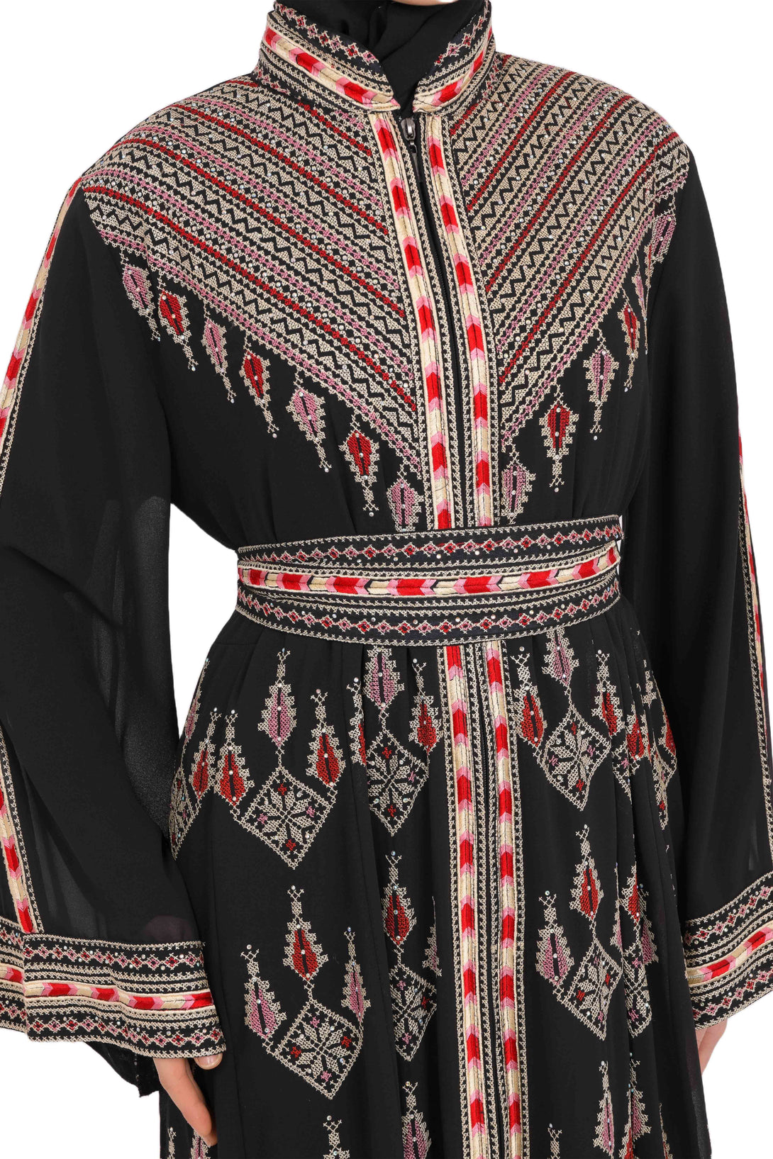 Zaytoon Gift Dress Zaytoon® Black and Red Stand-up Collar Traditional Palestinian Thob