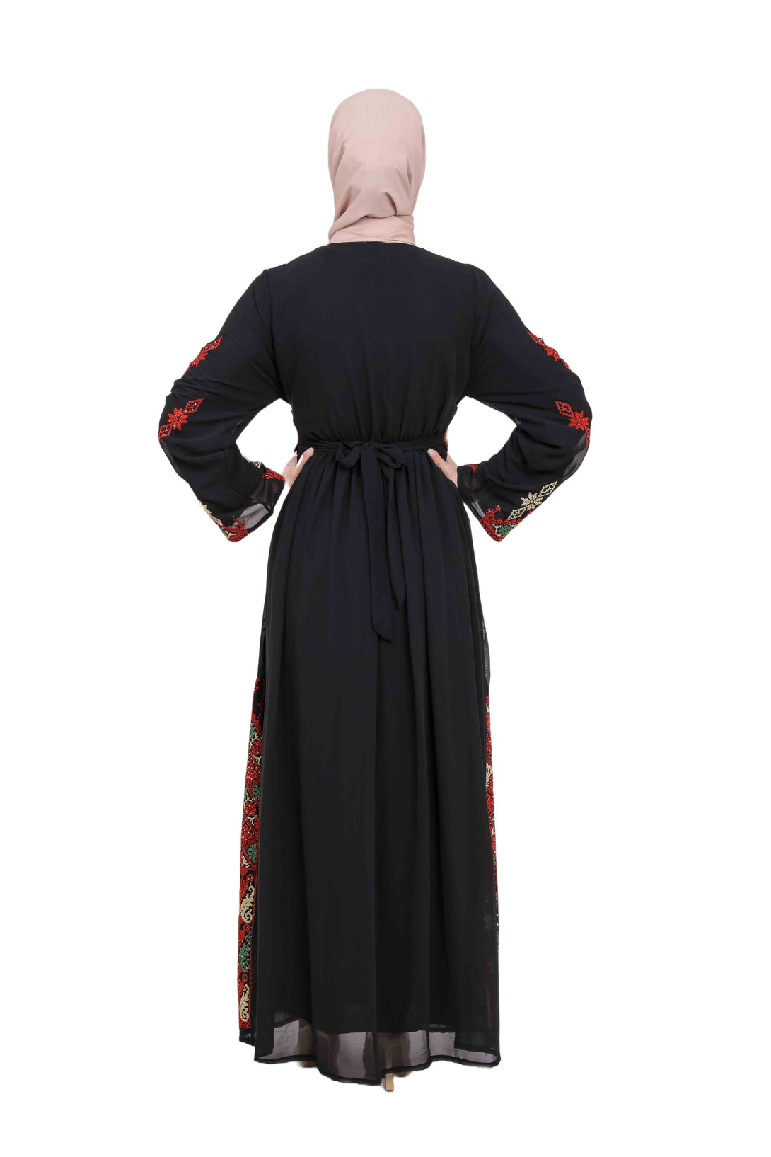 Zaytoon Gift Dress Zaytoon® Black Chiffon Traditional Palestinian Embroidered Thobe