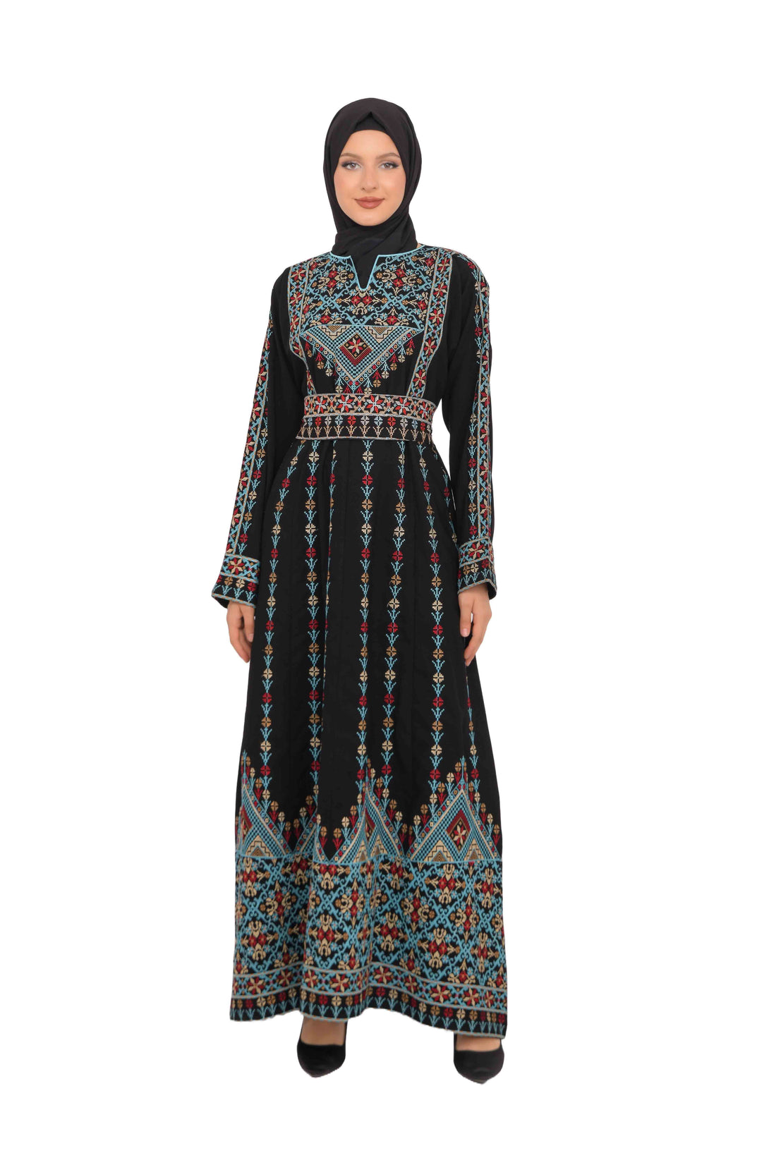 Zaytoon Gift Dress Zaytoon® Dark Navy Multi-Color Palestinian Thobe with Astonishing Embroidery