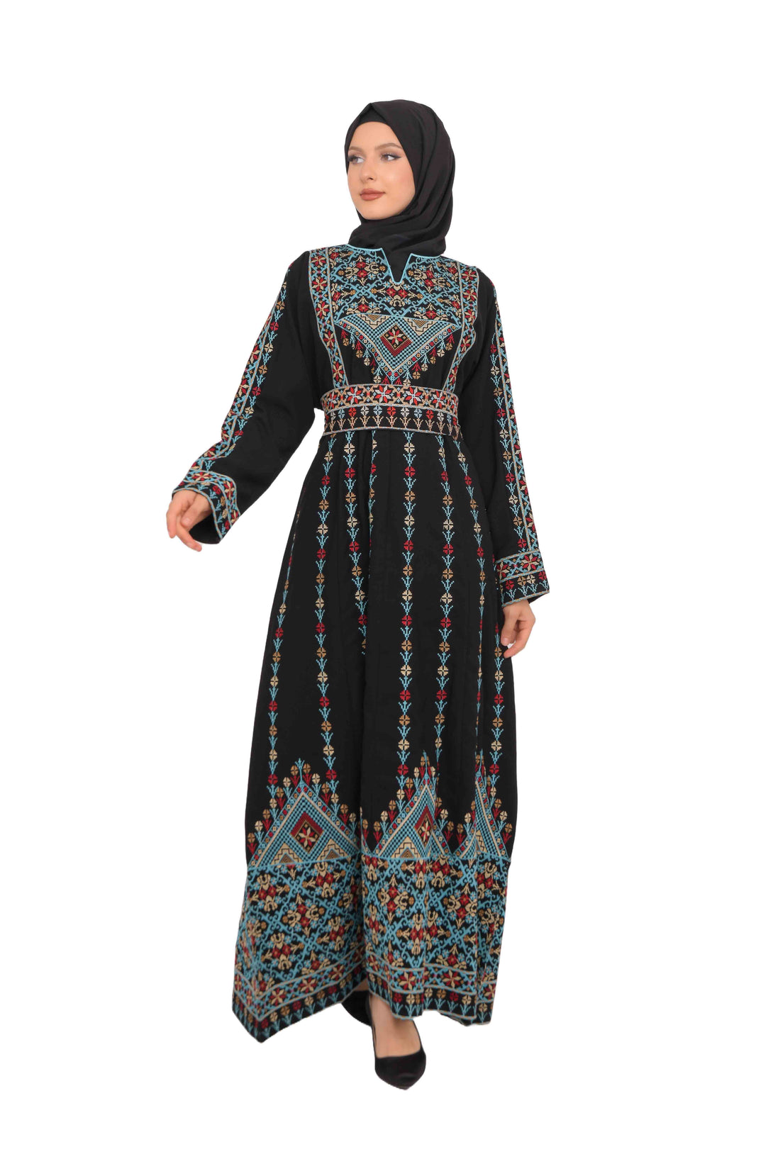 Zaytoon Gift Dress Zaytoon® Dark Navy Multi-Color Palestinian Thobe with Astonishing Embroidery