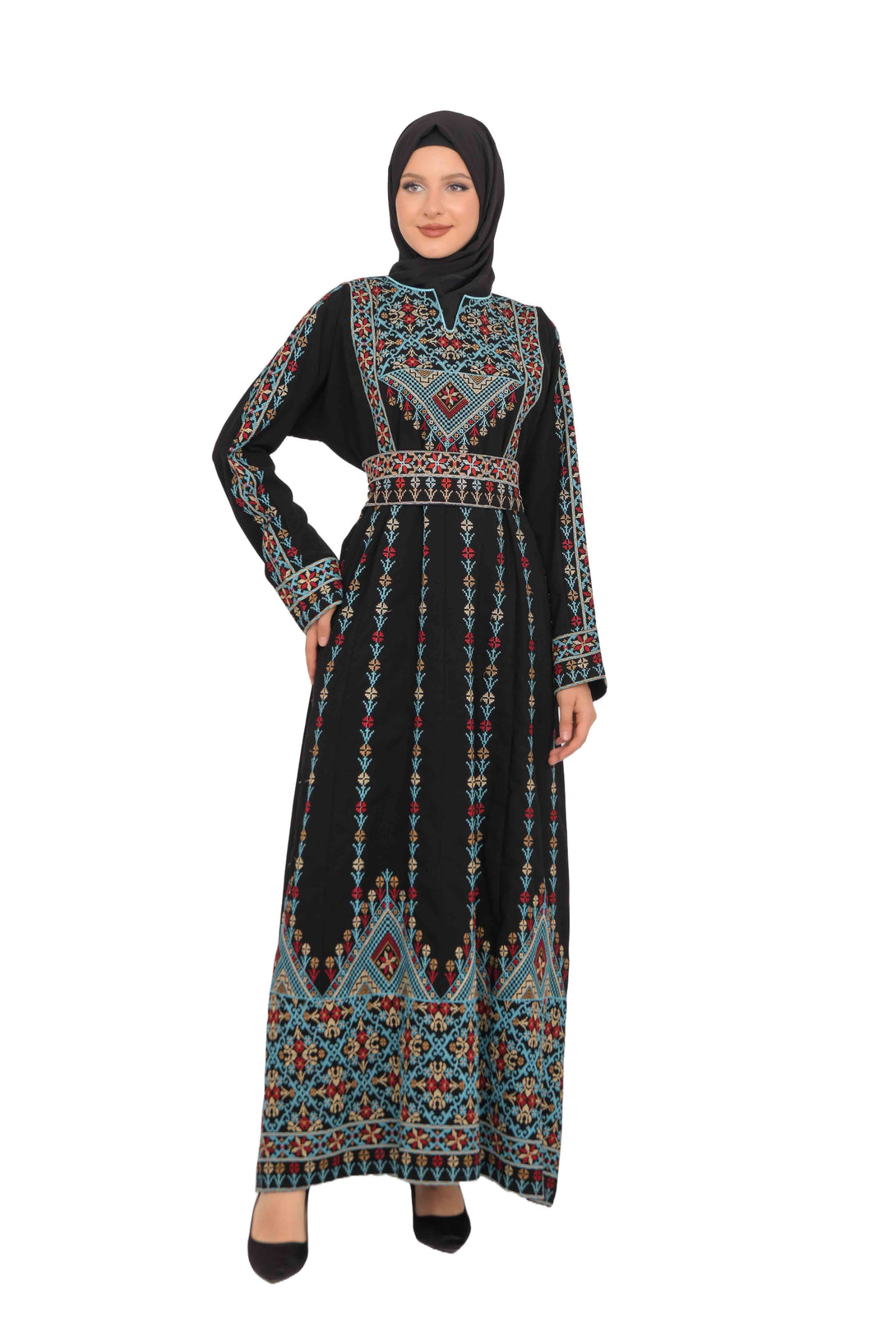 Zaytoon Gift Dress Zaytoon® Dark Navy Multi-Color Palestinian Thobe with Astonishing Embroidery