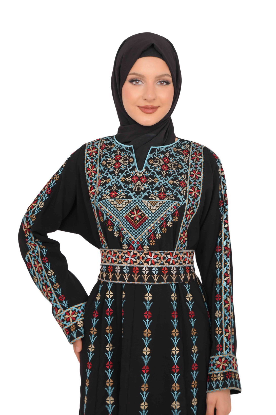 Zaytoon Gift Dress Zaytoon® Dark Navy Multi-Color Palestinian Thobe with Astonishing Embroidery