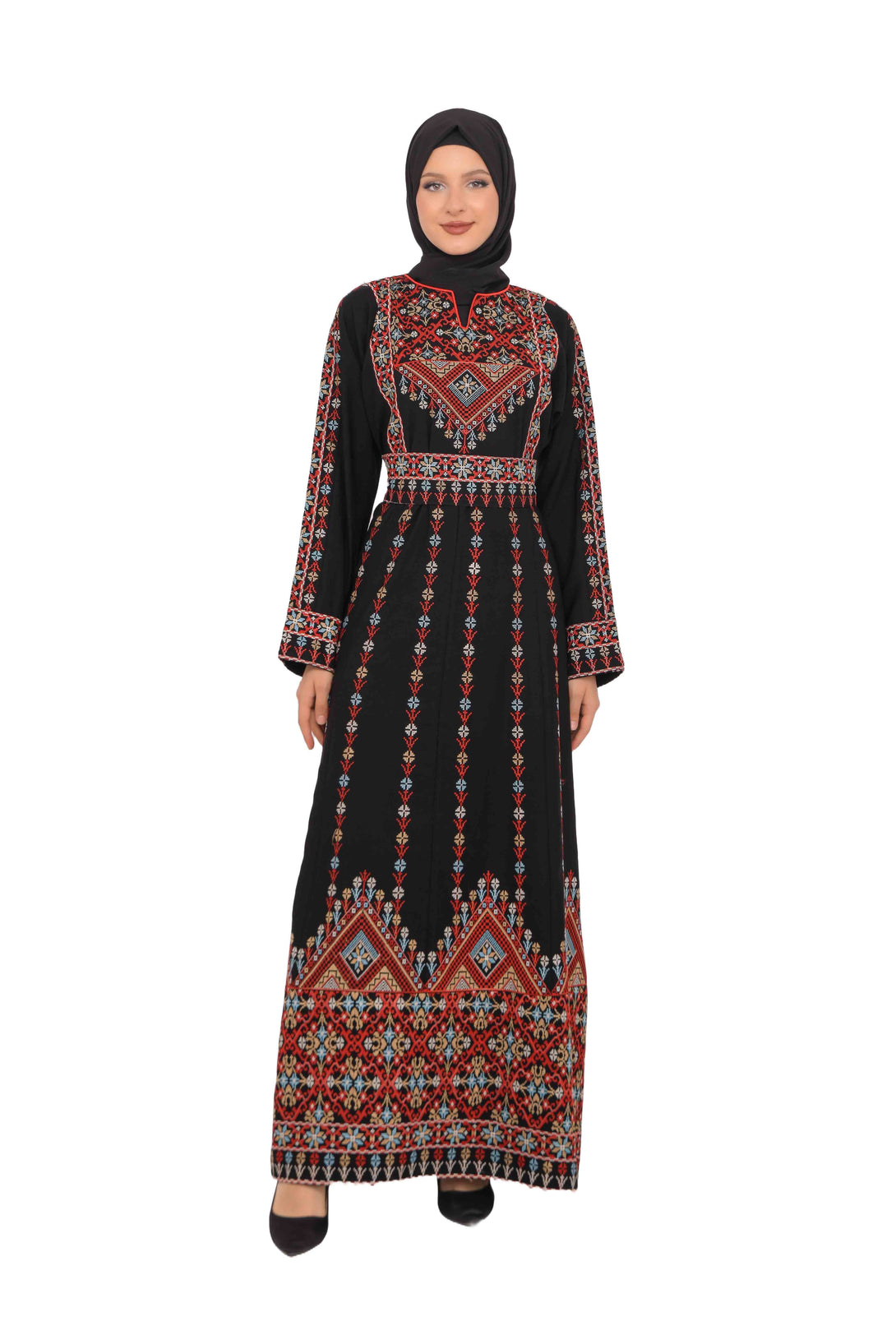 Zaytoon Gift Dress Zaytoon® Dark Navy Multi-Color Palestinian Thobe with Astonishing Embroidery