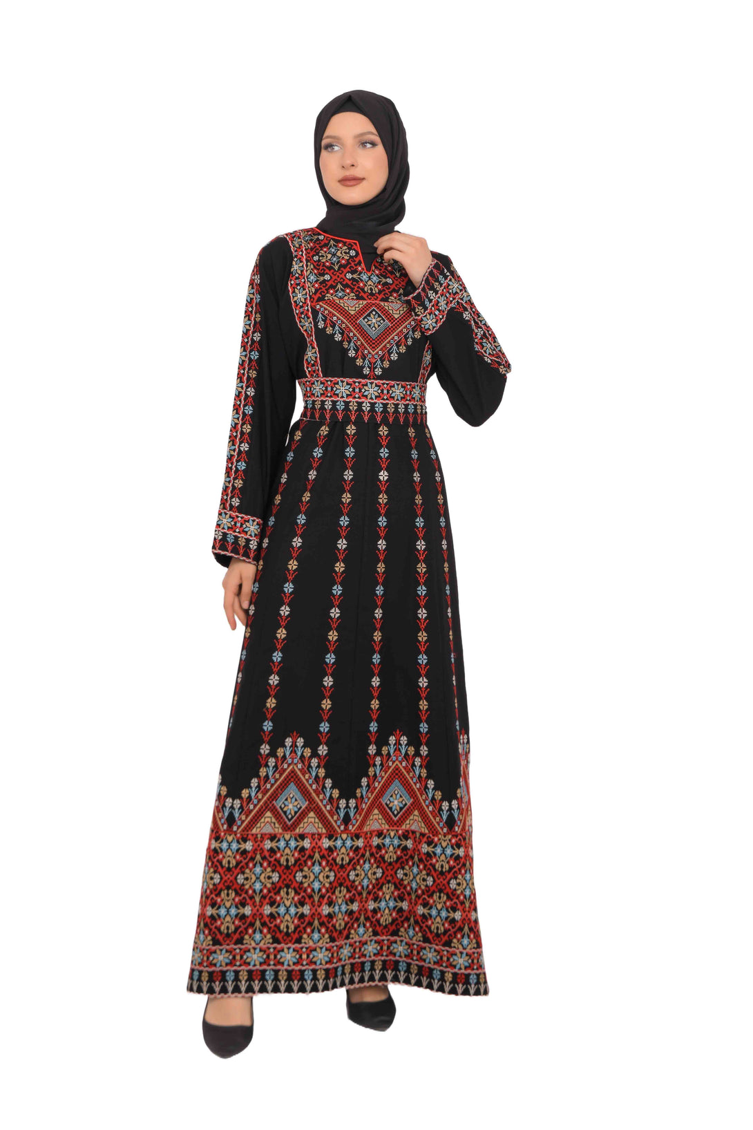 Zaytoon Gift Dress Zaytoon® Dark Navy Multi-Color Palestinian Thobe with Astonishing Embroidery