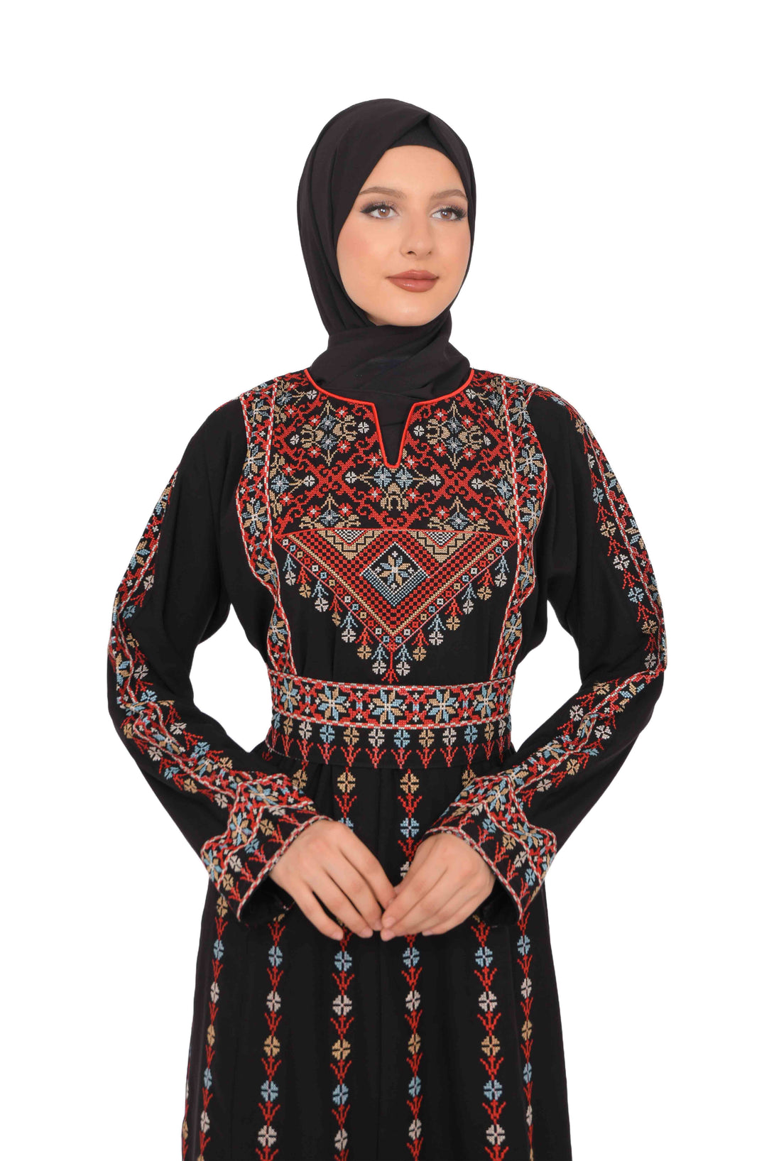 Zaytoon Gift Dress Zaytoon® Dark Navy Multi-Color Palestinian Thobe with Astonishing Embroidery