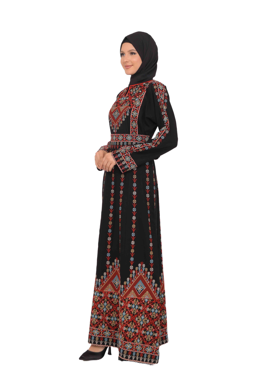 Zaytoon Gift Dress Zaytoon® Dark Navy Multi-Color Palestinian Thobe with Astonishing Embroidery