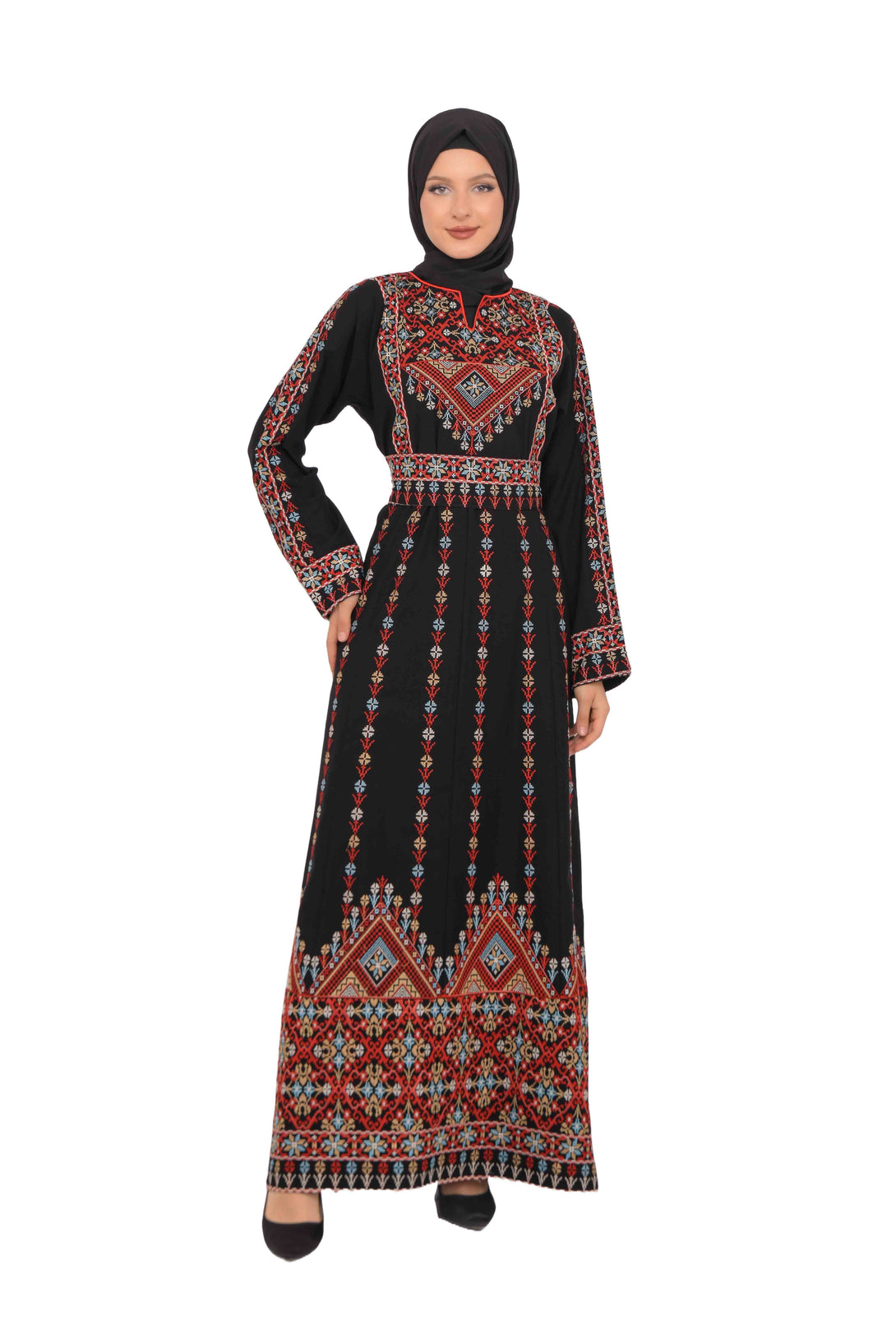 Zaytoon Gift Dress Zaytoon® Dark Navy Multi-Color Palestinian Thobe with Astonishing Embroidery