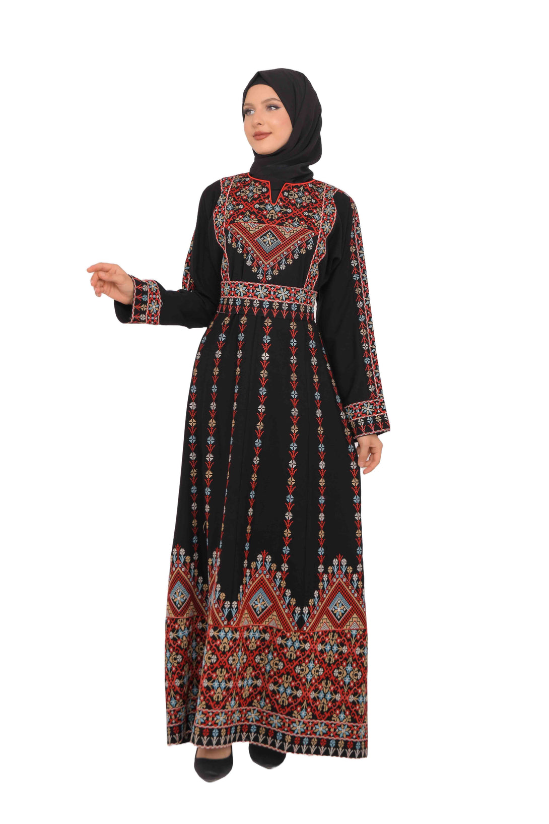 Zaytoon Gift Dress Zaytoon® Dark Navy Multi-Color Palestinian Thobe with Astonishing Embroidery