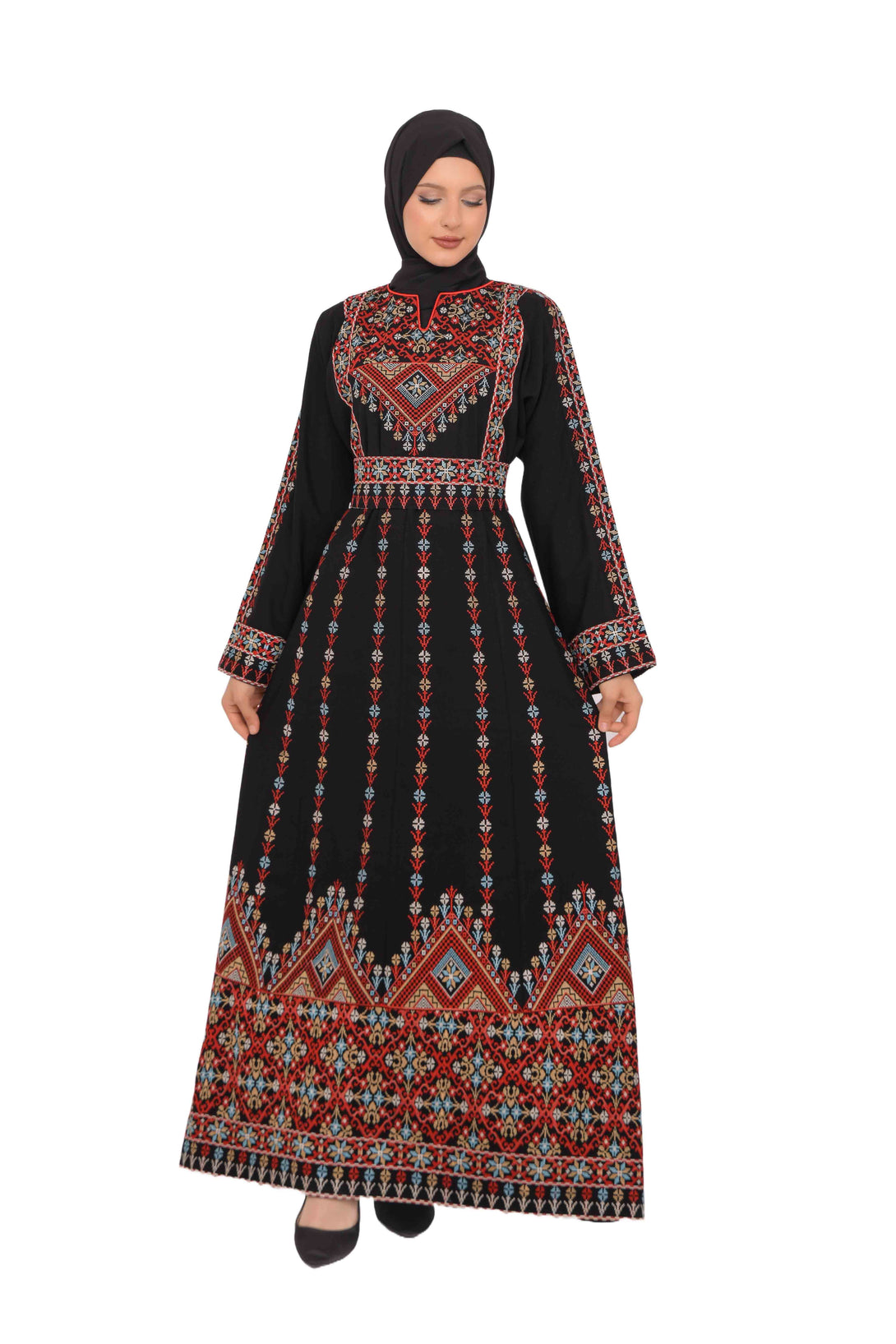 Zaytoon Gift Dress Zaytoon® Dark Navy Multi-Color Palestinian Thobe with Astonishing Embroidery