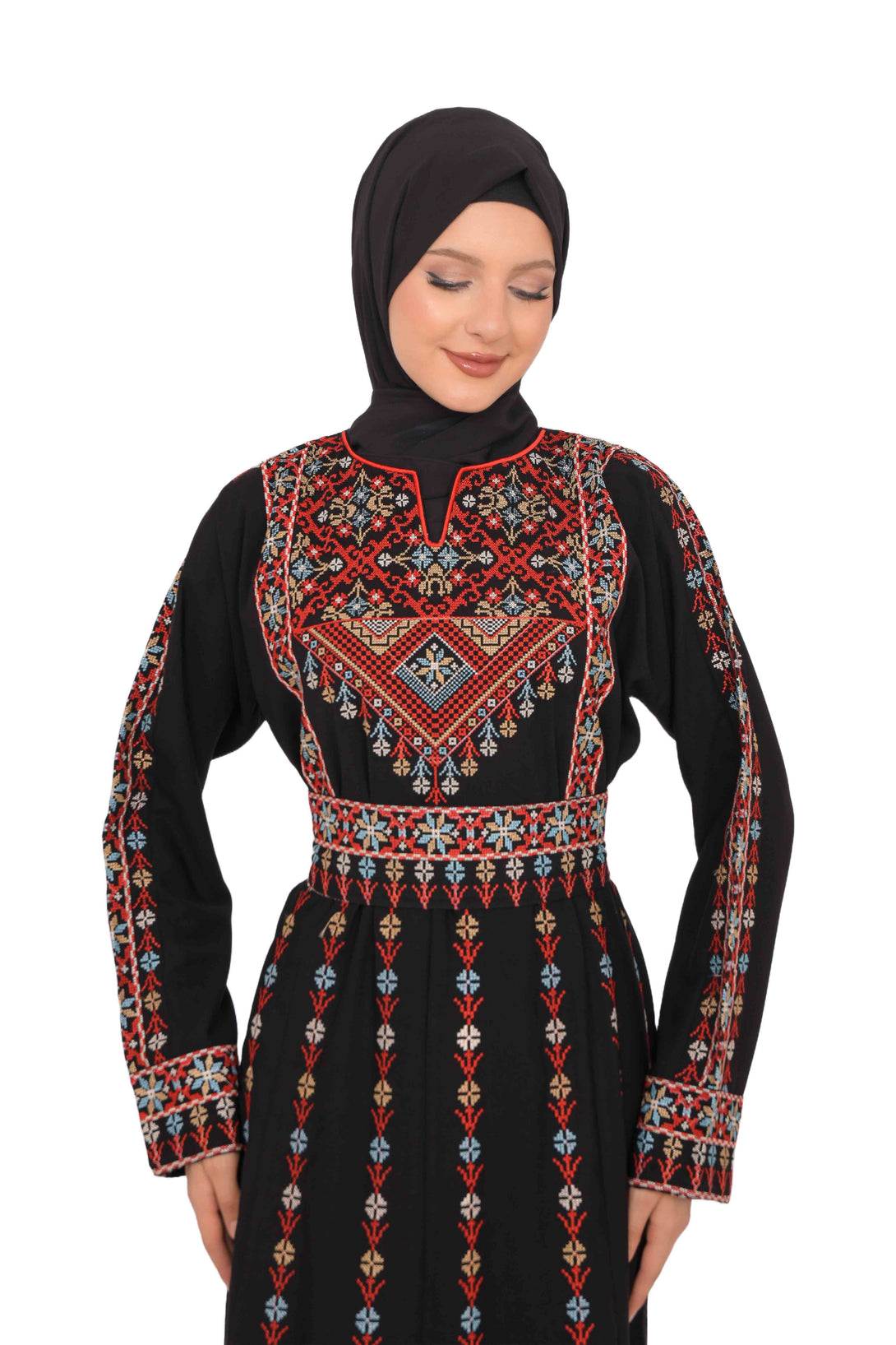 Zaytoon Gift Dress Zaytoon® Dark Navy Multi-Color Palestinian Thobe with Astonishing Embroidery