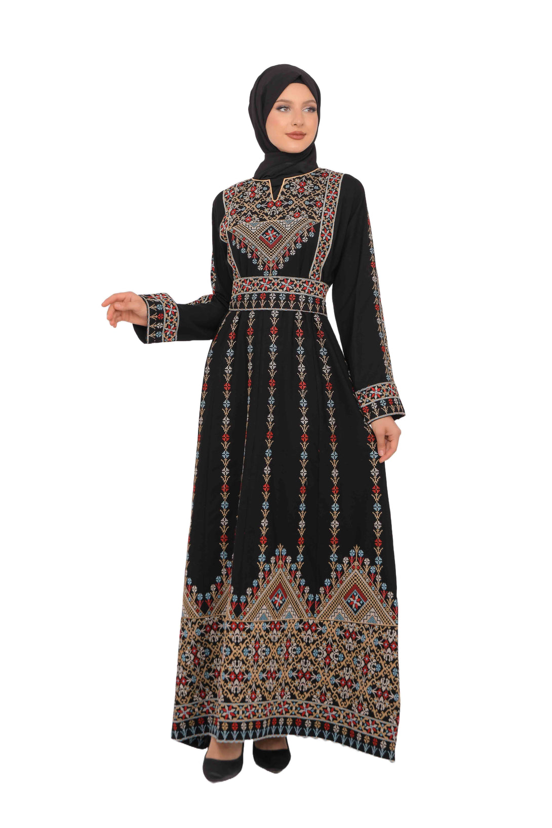 Zaytoon Gift Dress Zaytoon® Dark Navy Multi-Color Palestinian Thobe with Astonishing Embroidery