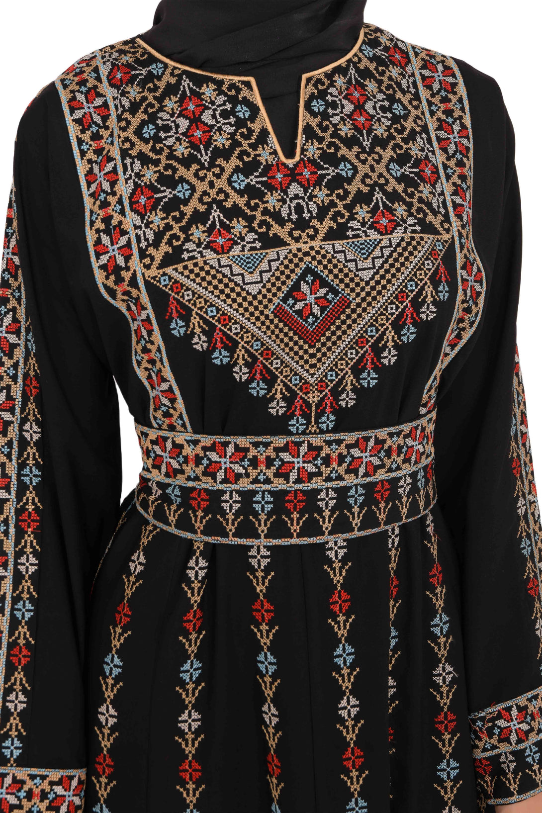 Zaytoon Gift Dress Zaytoon® Dark Navy Multi-Color Palestinian Thobe with Astonishing Embroidery