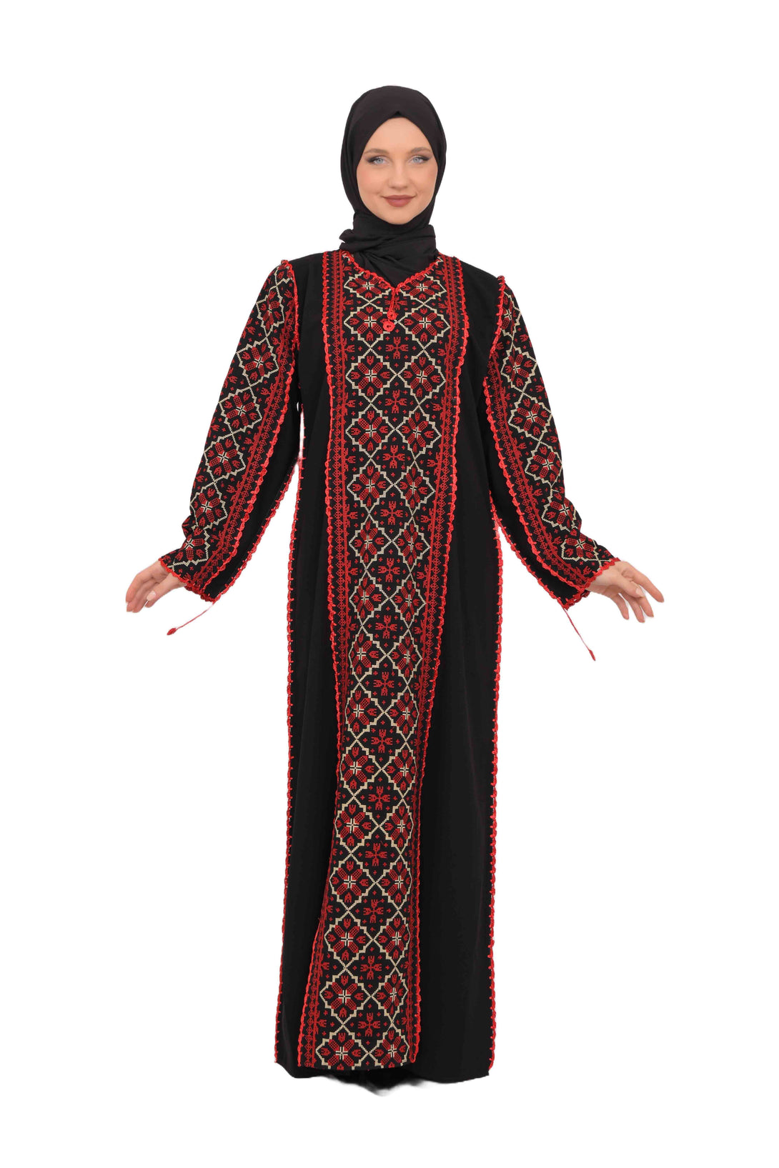 Zaytoon Gift Dress Zaytoon® Embroidered Palestinian Maxi Dress with Long Sleeves