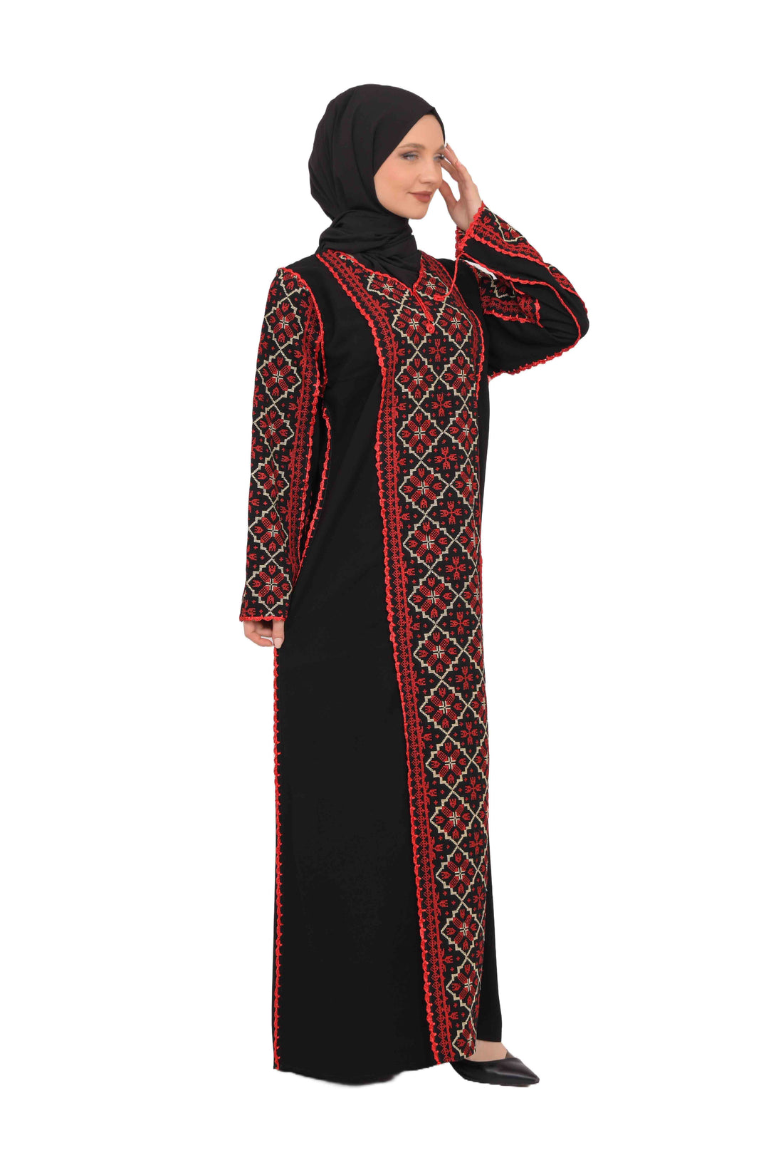 Zaytoon Gift Dress Zaytoon® Embroidered Palestinian Maxi Dress with Long Sleeves