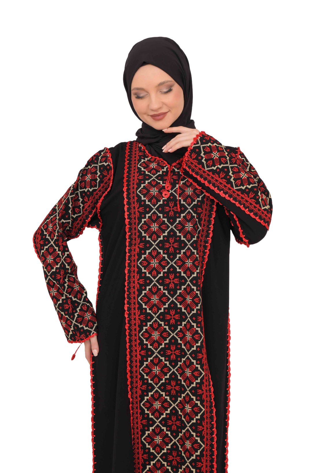 Zaytoon Gift Dress Zaytoon® Embroidered Palestinian Maxi Dress with Long Sleeves