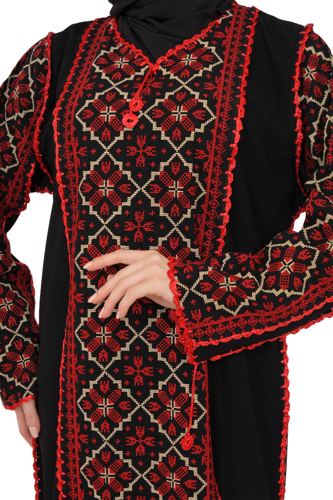 Zaytoon Gift Dress Zaytoon® Embroidered Palestinian Maxi Dress with Long Sleeves