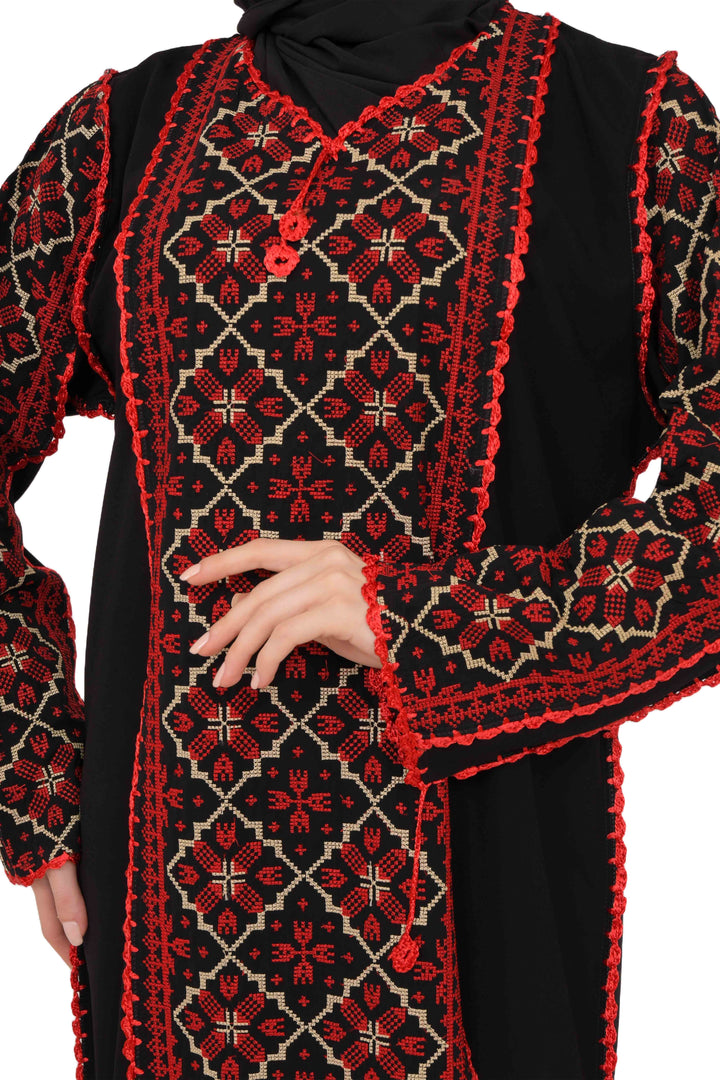 Zaytoon Gift Dress Zaytoon® Embroidered Palestinian Maxi Dress with Long Sleeves