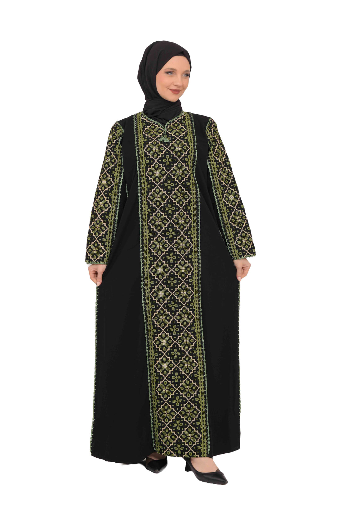 Zaytoon Gift Dress Zaytoon® Embroidered Palestinian Maxi Dress with Long Sleeves